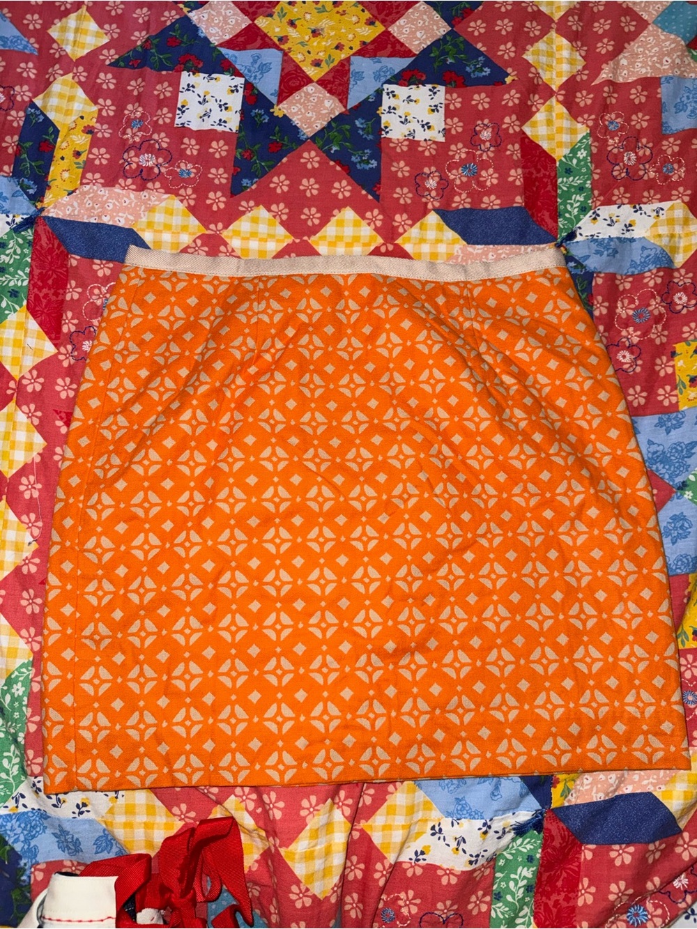 Vintage Fossil Orange Geometric Mini Skirt